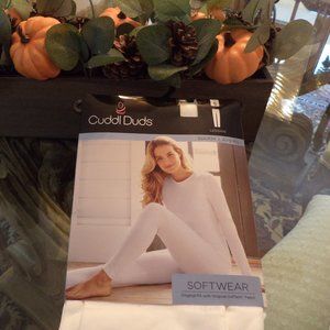 CUDDL DUDS Soft Wear Warm Layers LEGGINGS~White~Small~NWT